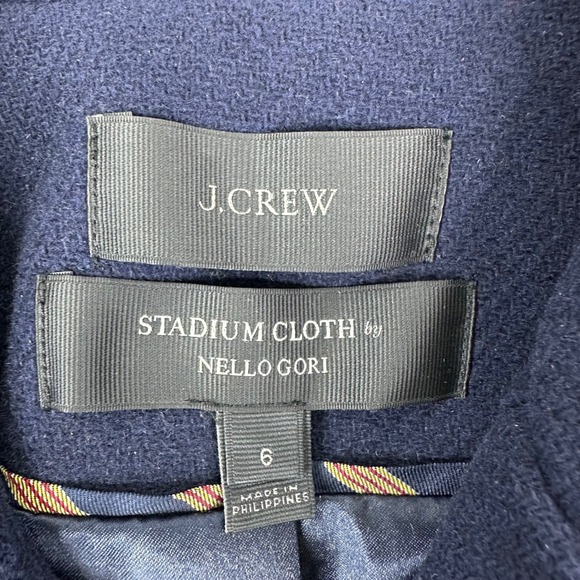 J.Crew By Nello Gori Stadium Cloth Double Breasted Wool Blend Peacoat Navy Sz 6 - Picture 9 of 15